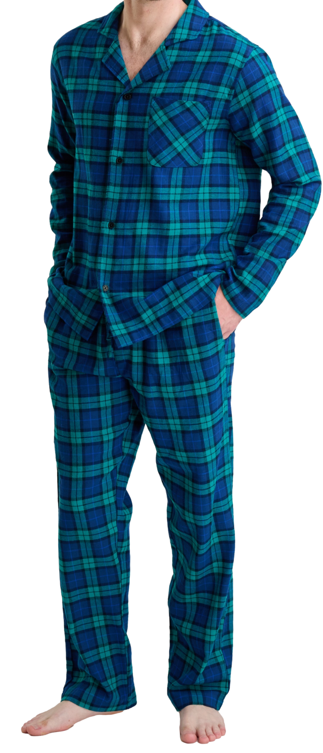 Ensemble de pyjama boutonné long pour homme en flanelle de coton 100 % de qualité supérieure GIVEITPRO