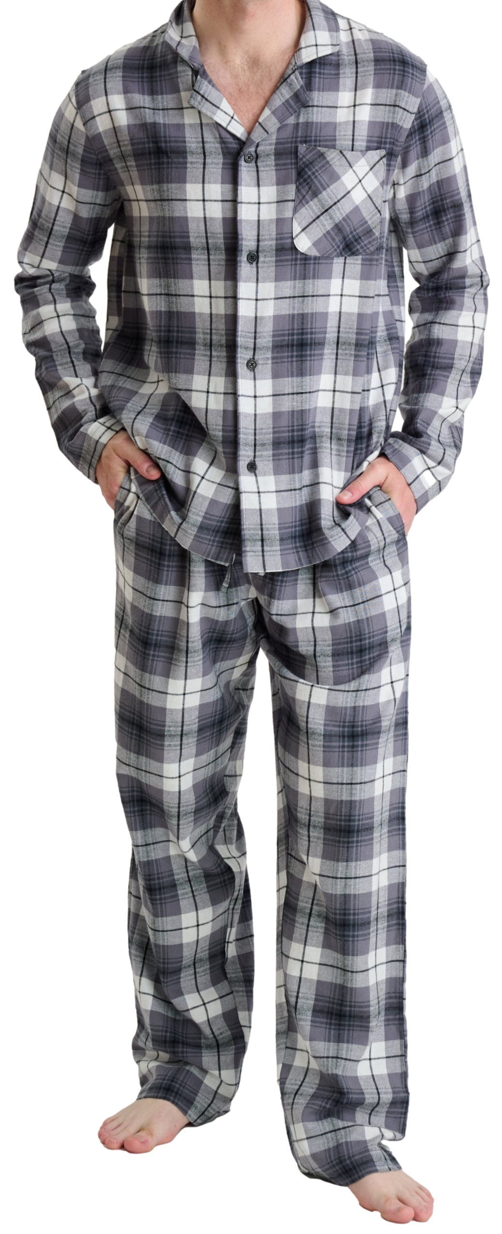 Ensemble de pyjama boutonné long pour homme en flanelle de coton 100 % de qualité supérieure GIVEITPRO