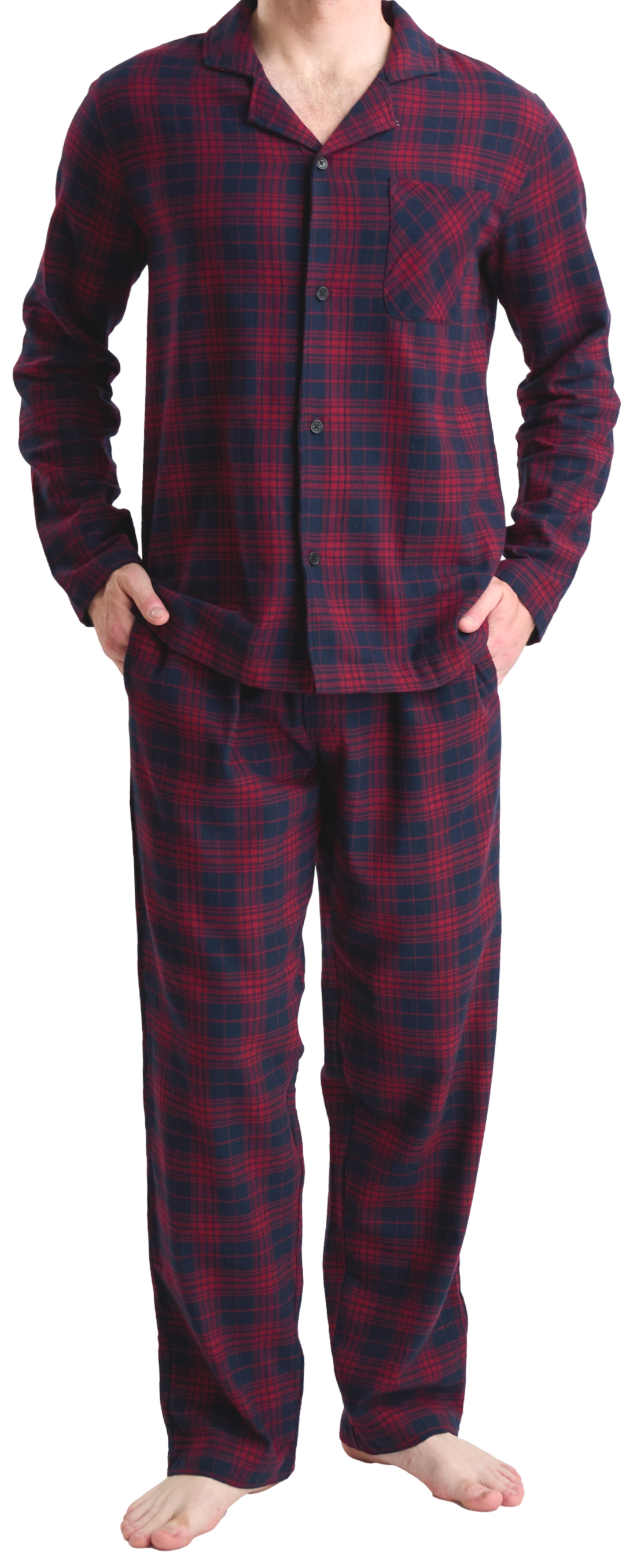 Ensemble de pyjama boutonné long pour homme en flanelle de coton 100 % de qualité supérieure GIVEITPRO