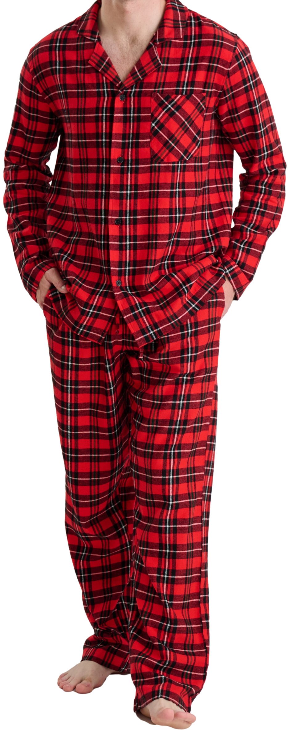 Ensemble de pyjama boutonné long pour homme en flanelle de coton 100 % de qualité supérieure GIVEITPRO