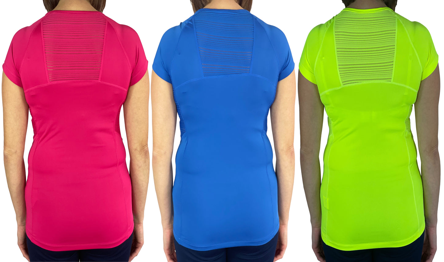 3 Saver Pack Quick Dry T-Shirts Women's Performance Mesh Crew Workout T-Shirt - Activewear Top