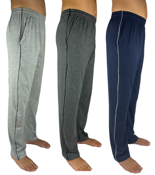 GIVEITPRO Lot de 3 pantalons de survêtement à poches ouvertes en jersey 100 % coton de qualité supérieure pour homme