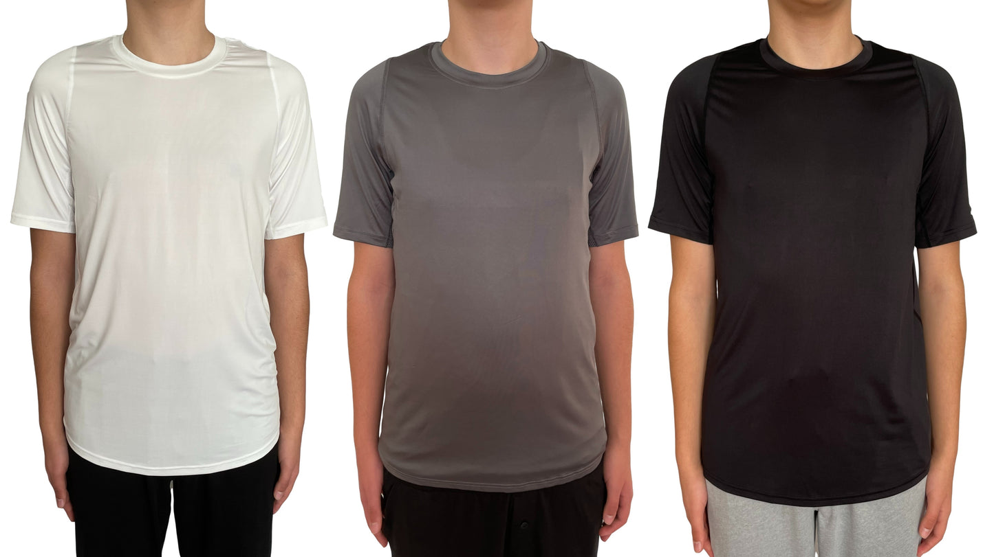 Lot de 3 t-shirts à séchage rapide pour homme - T-shirt d'entraînement Performance Crew - Tennis Gym &amp; Exercise Activewear Top