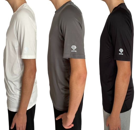 Lot de 3 t-shirts à séchage rapide pour homme - T-shirt d'entraînement Performance Crew - Tennis Gym &amp; Exercise Activewear Top